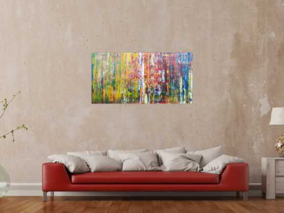 Abstraktes Acrylbild sehr bunt viele Farben Modern Art Spachteltechnik 