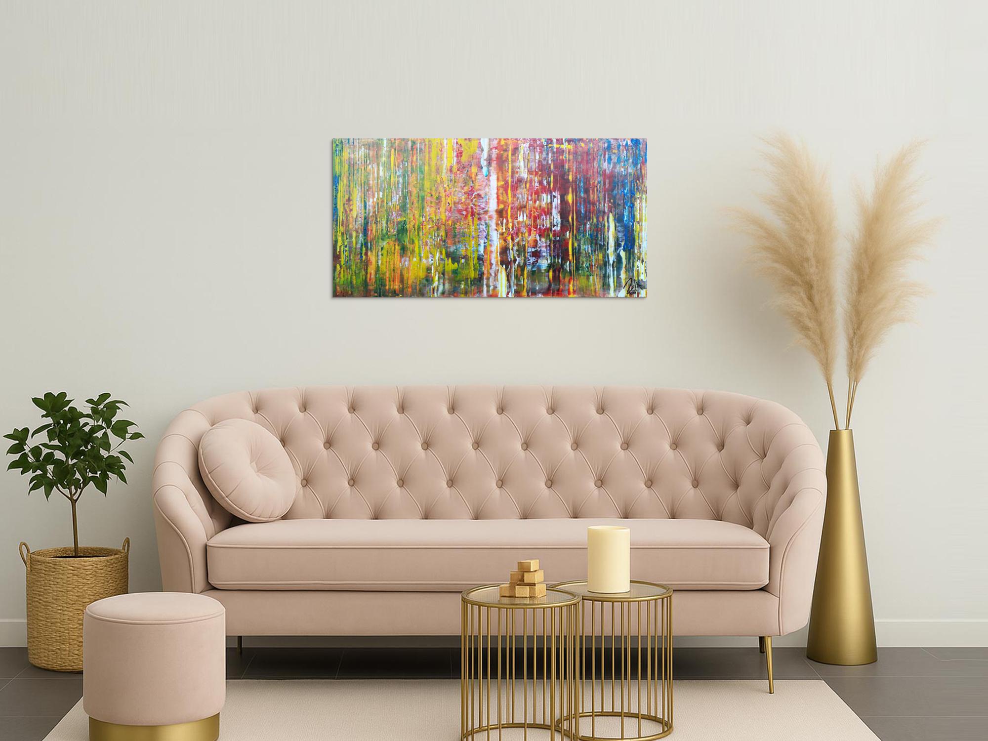 Abstraktes Acrylbild sehr bunt viele Farben Modern Art Spachteltechnik 