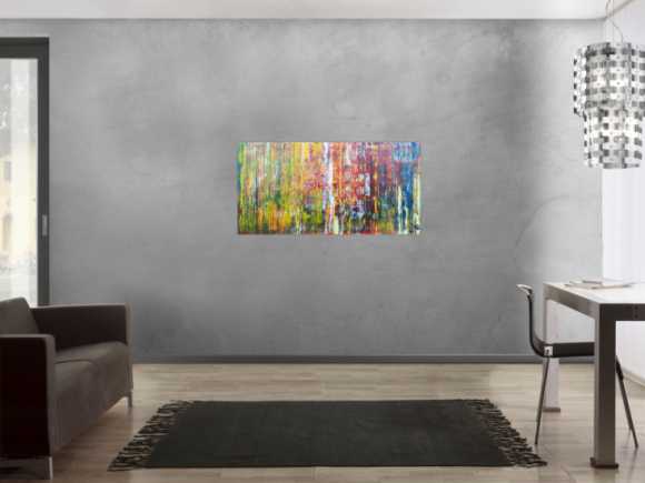 Abstraktes Acrylbild sehr bunt viele Farben Modern Art Spachteltechnik 