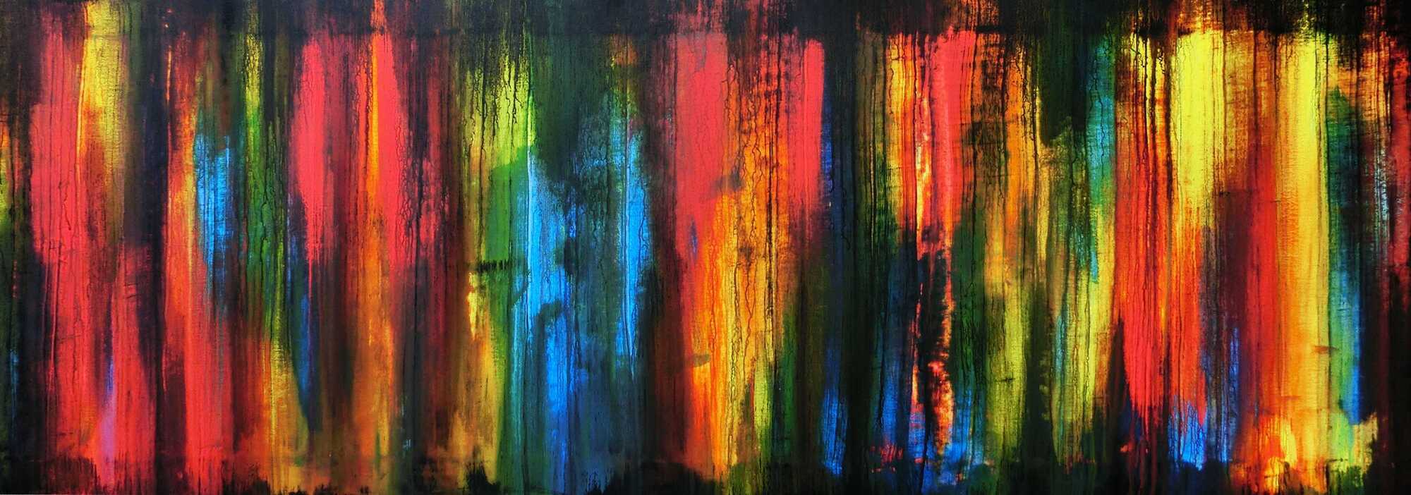 Abstraktes Acrylbild vintage bunt