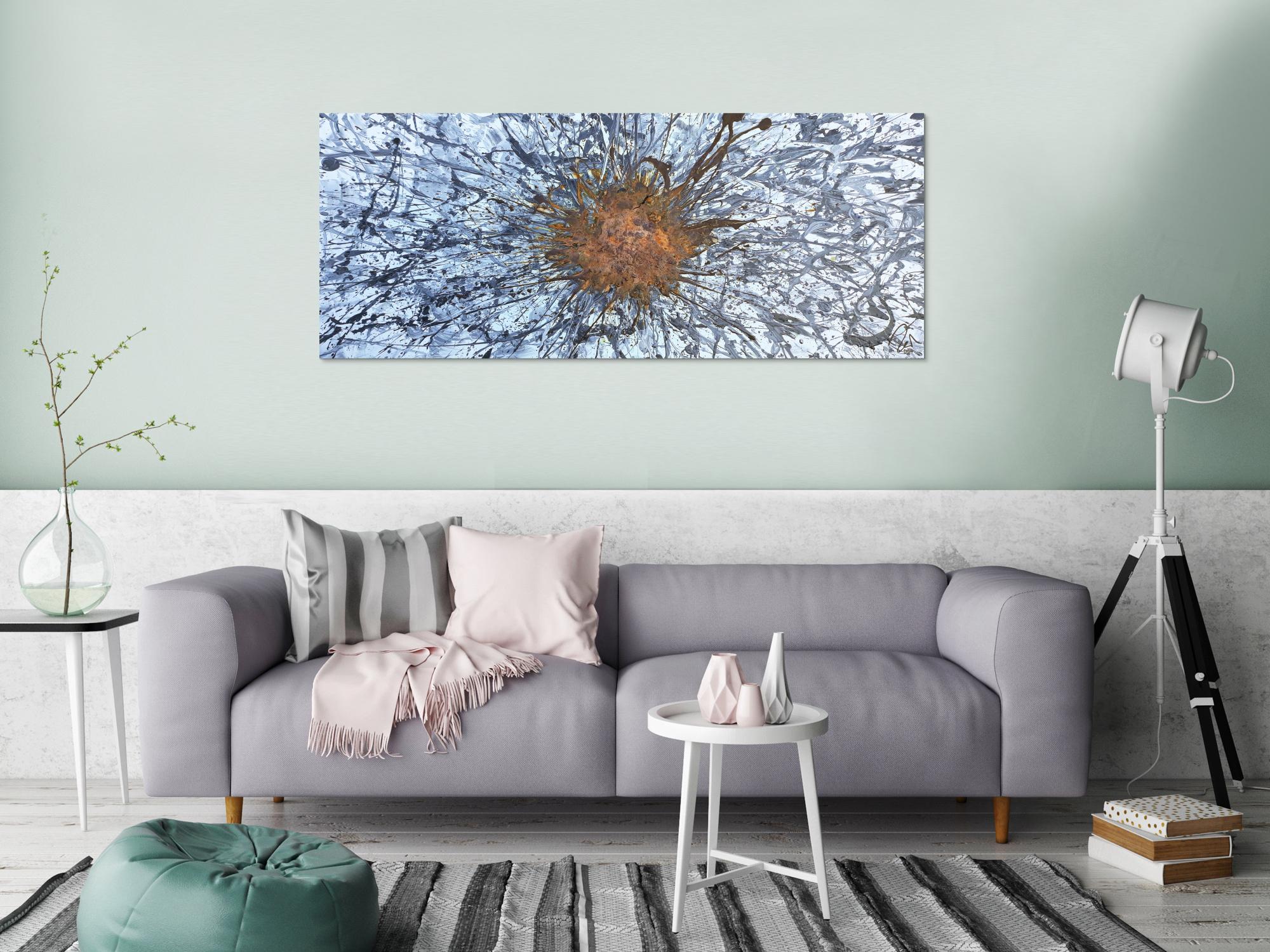 Abstraktes Acrylbild aus echtem Rost und Acryl Action Painting Splash Art Mischtechnik Modern Art Zeitgenössisch