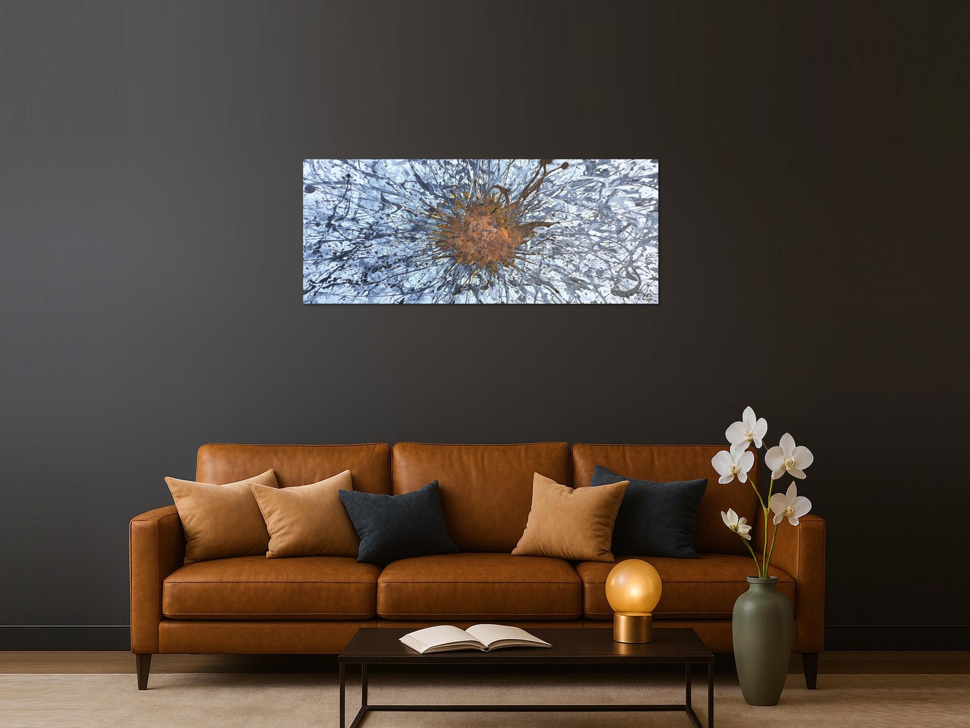 Abstraktes Acrylbild aus echtem Rost und Acryl Action Painting Splash Art Mischtechnik Modern Art Zeitgenössisch