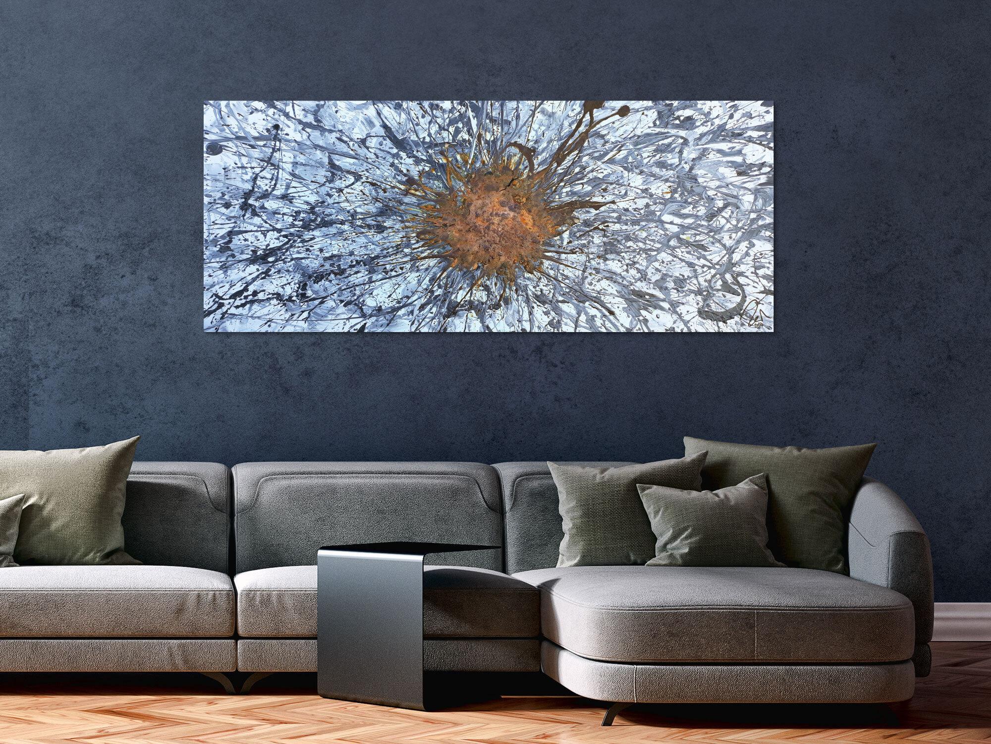 Abstraktes Acrylbild aus echtem Rost und Acryl Action Painting Splash Art Mischtechnik Modern Art Zeitgenössisch