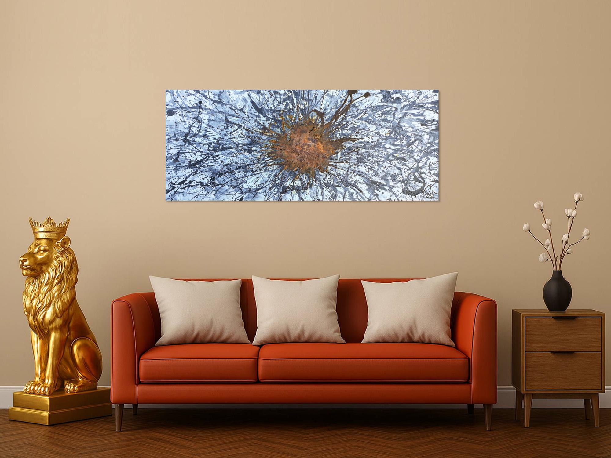 Abstraktes Acrylbild aus echtem Rost und Acryl Action Painting Splash Art Mischtechnik Modern Art Zeitgenössisch