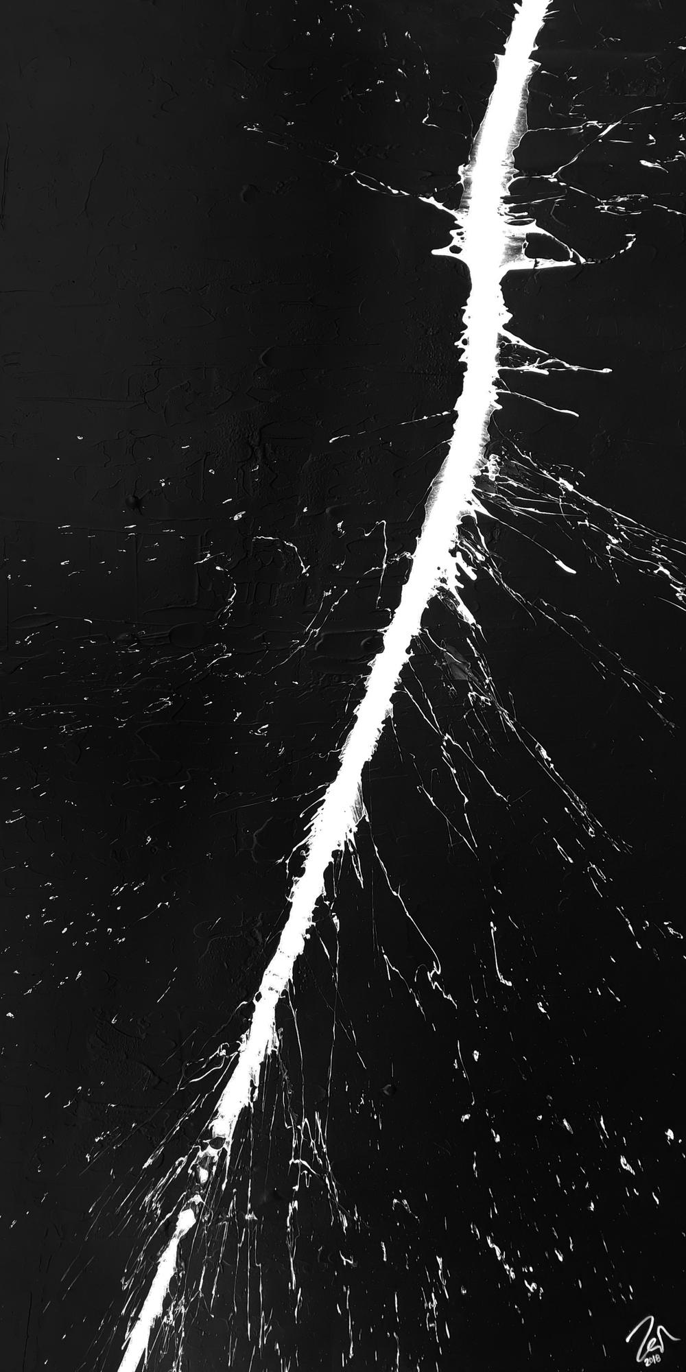 Abstraktes Acrylbild schwarz weiß Action Painting sehr modern minimalistisch zeitgenössisch