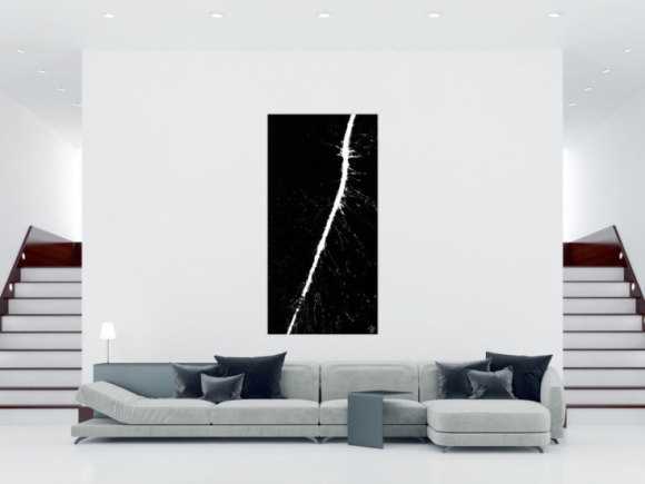 Abstraktes Acrylbild schwarz weiß Action Painting sehr modern minimalistisch zeitgenössisch