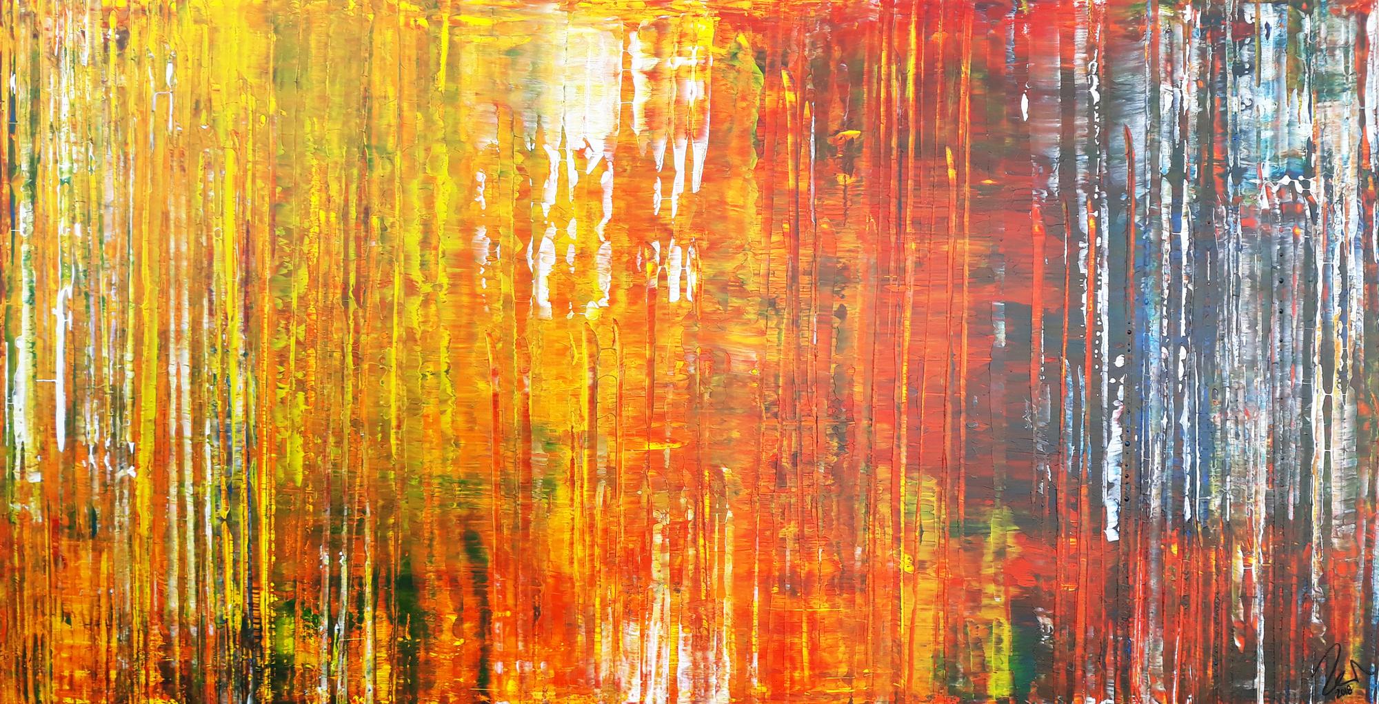 Abstraktes Acrylbild sehr modern bunte Farben Spachteltechnik Modern Art