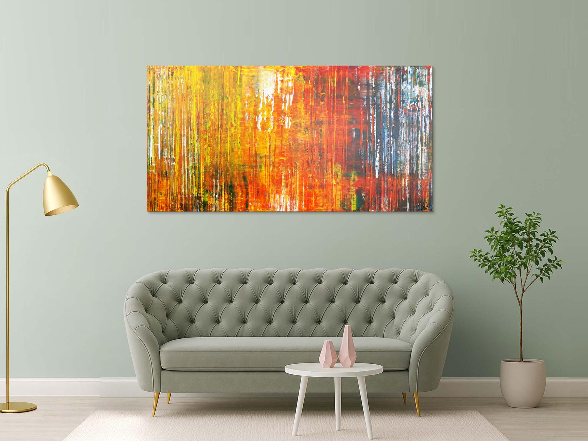 Abstraktes Acrylbild sehr modern bunte Farben Spachteltechnik Modern Art