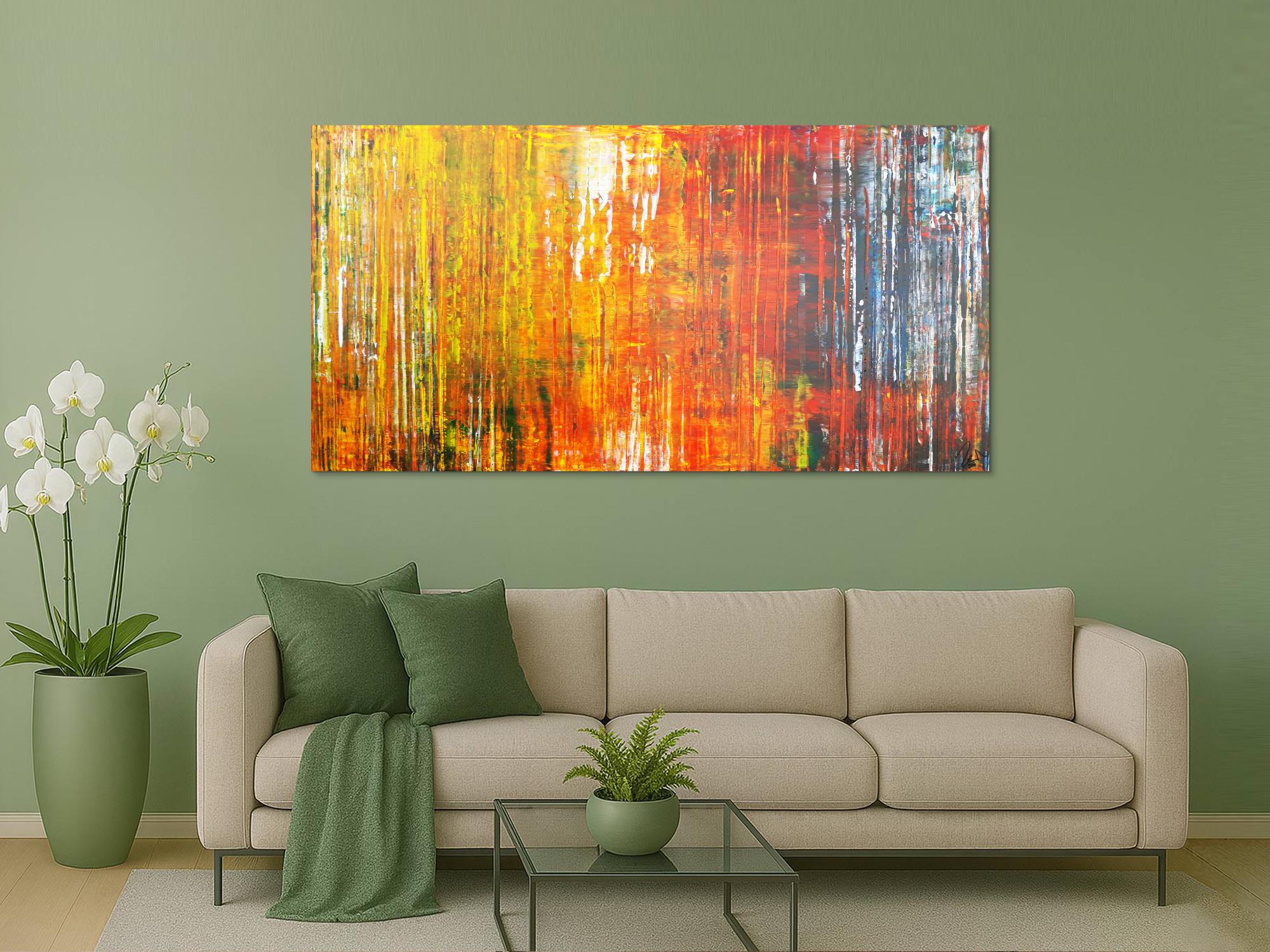 Abstraktes Acrylbild sehr modern bunte Farben Spachteltechnik Modern Art