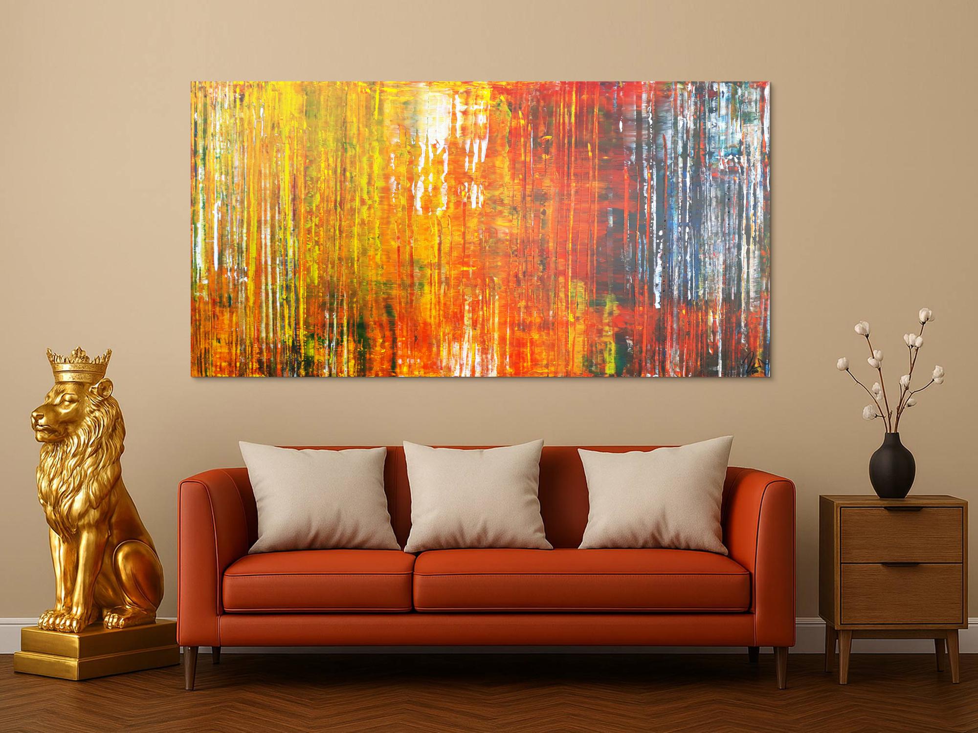 Abstraktes Acrylbild sehr modern bunte Farben Spachteltechnik Modern Art