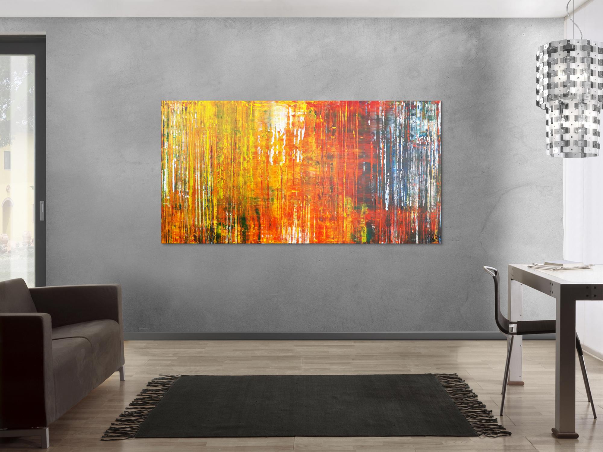 Abstraktes Acrylbild sehr modern bunte Farben Spachteltechnik Modern Art