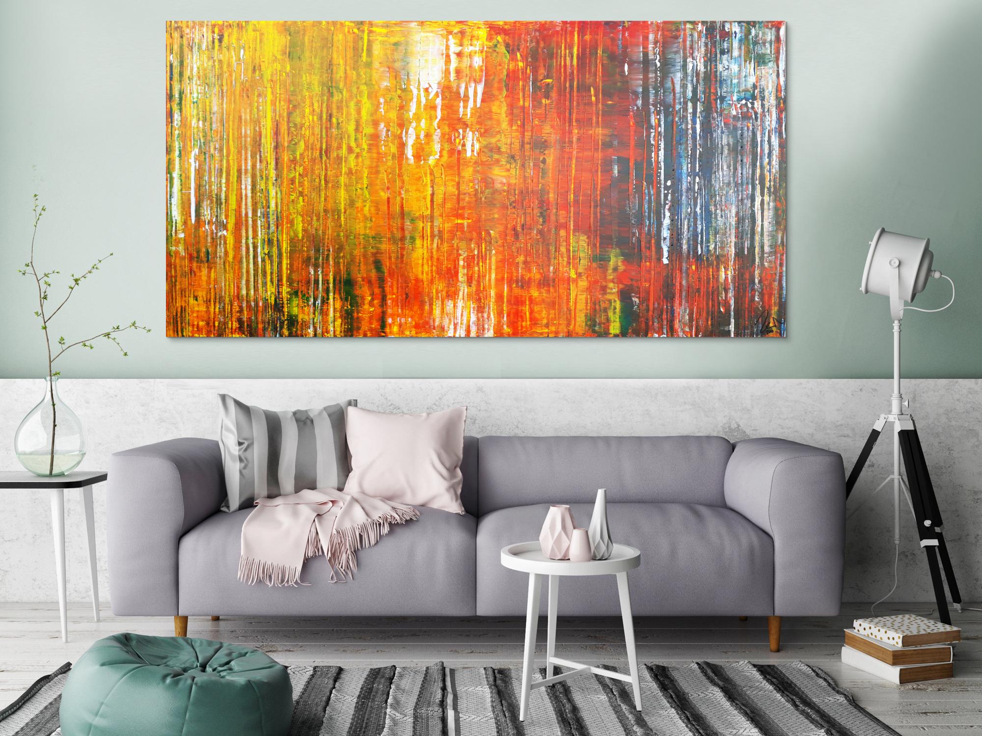 Abstraktes Acrylbild sehr modern bunte Farben Spachteltechnik Modern Art