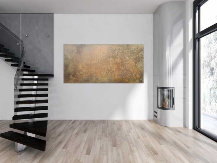 Kunst aus Rost. Abstrakte Bilder aus echtem Rost auf Leinwand.