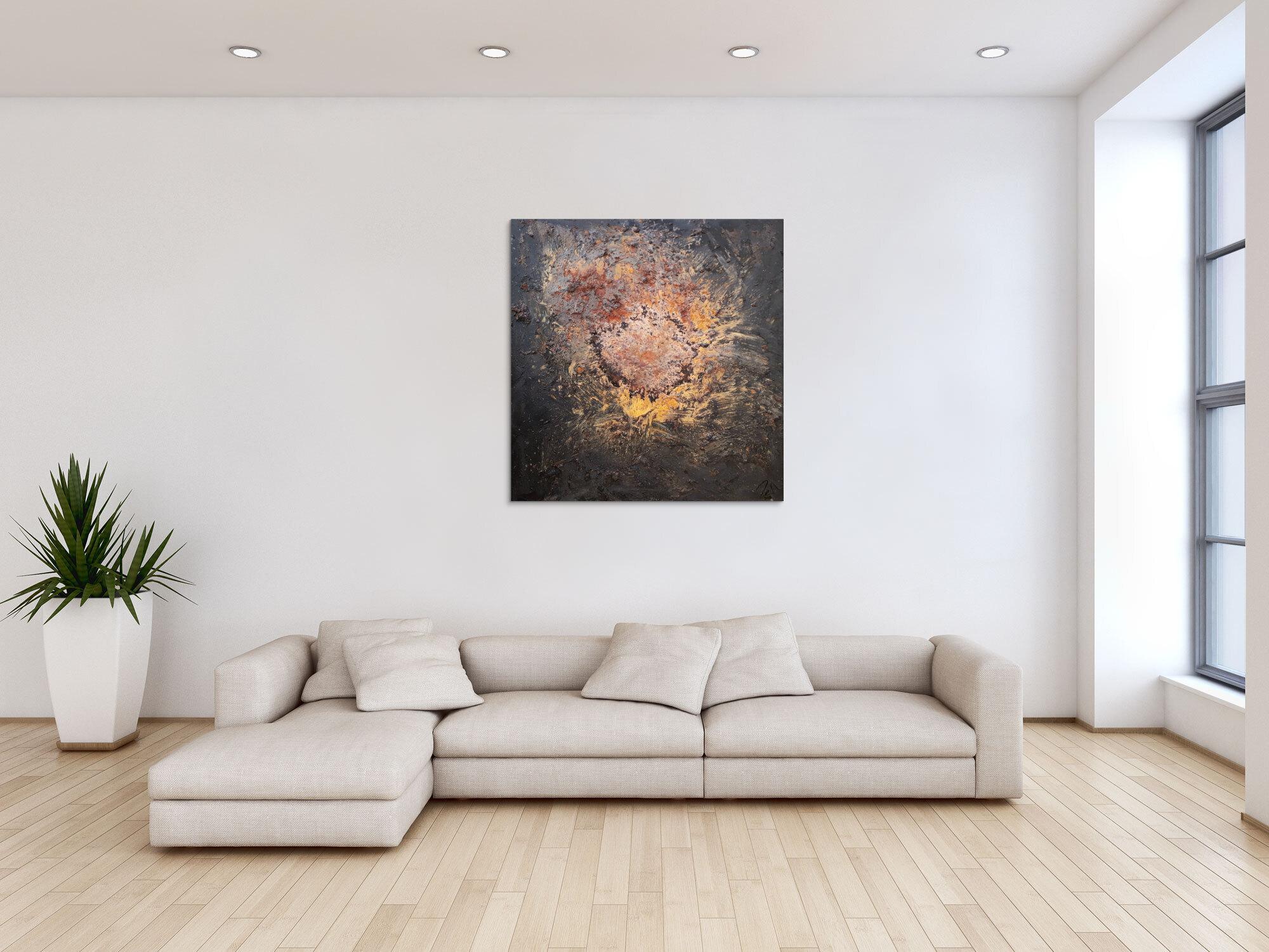 Abstraktes Bild aus Ectem Rost und Acryl Mischtechnik sehr modern Kunst aus Rost