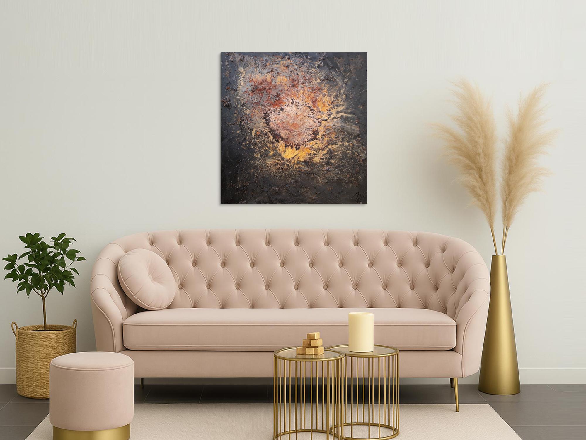 Abstraktes Bild aus Ectem Rost und Acryl Mischtechnik sehr modern Kunst aus Rost