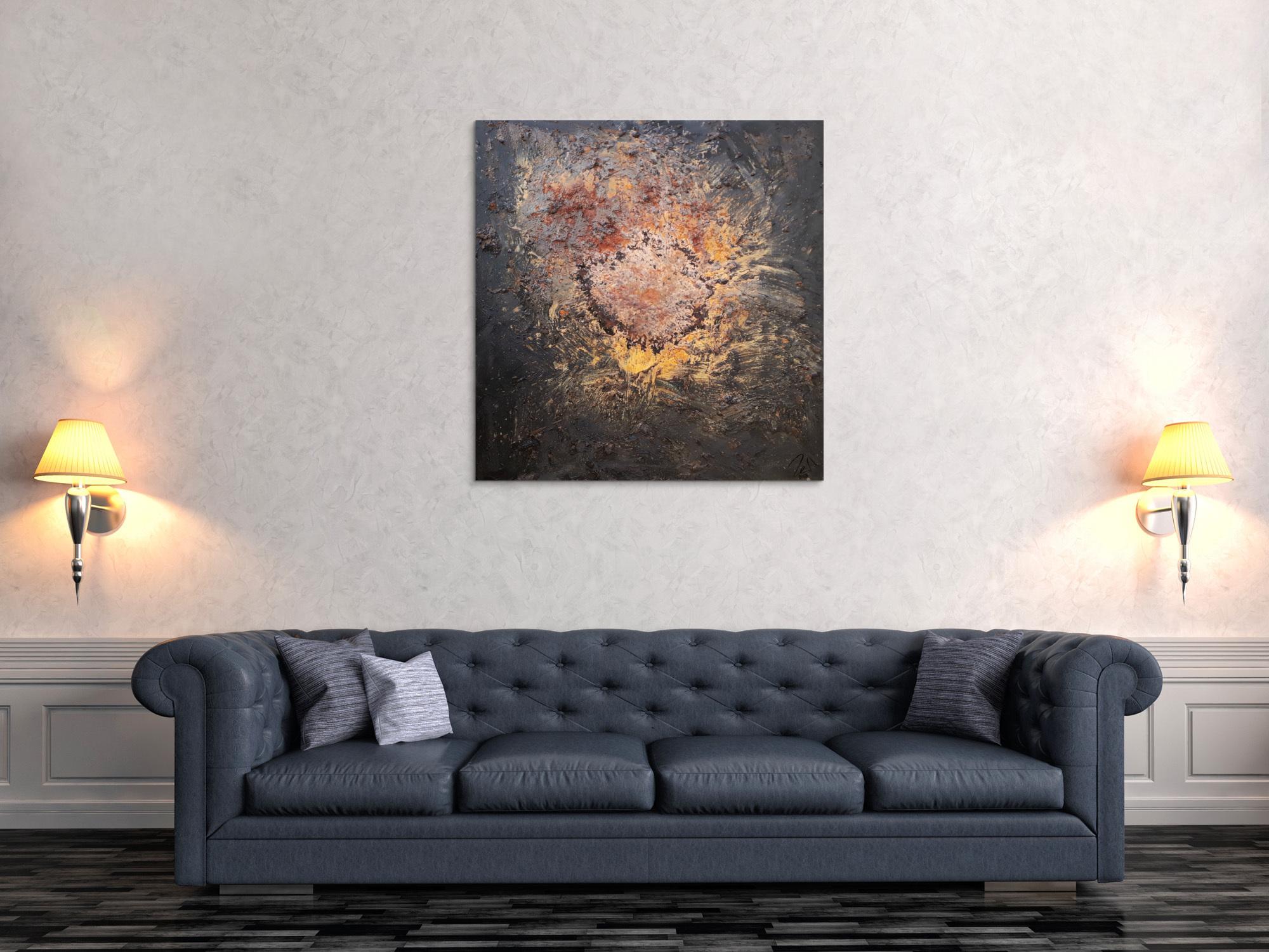 Abstraktes Bild aus Ectem Rost und Acryl Mischtechnik sehr modern Kunst aus Rost