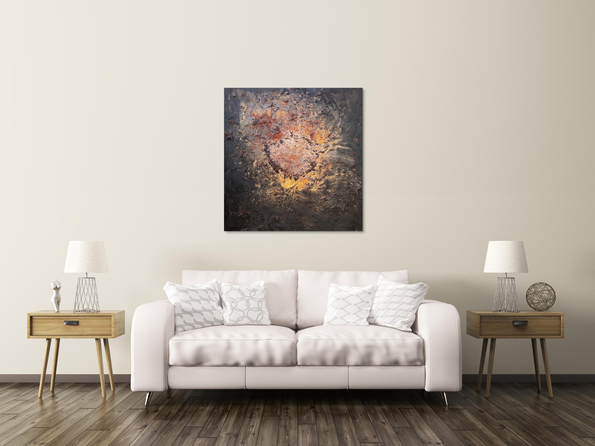 Abstraktes Bild aus Ectem Rost und Acryl Mischtechnik sehr modern Kunst aus Rost