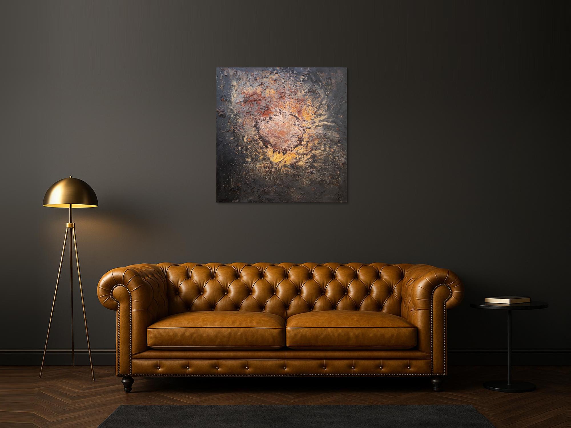 Abstraktes Bild aus Ectem Rost und Acryl Mischtechnik sehr modern Kunst aus Rost