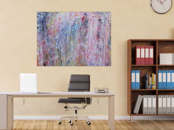 Abstraktes Acrylbild bunt helle Farben sehr modern Action Painting Mischtechnik zeitgenössisch