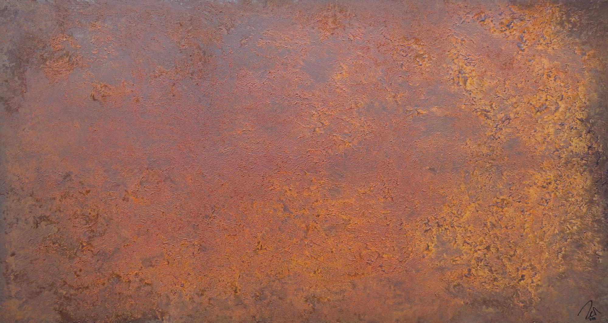 Abstraktes Bild aus echtem Rost moderne Malerei aus Rost auf Leinwand sehr modern zeitgenössisch