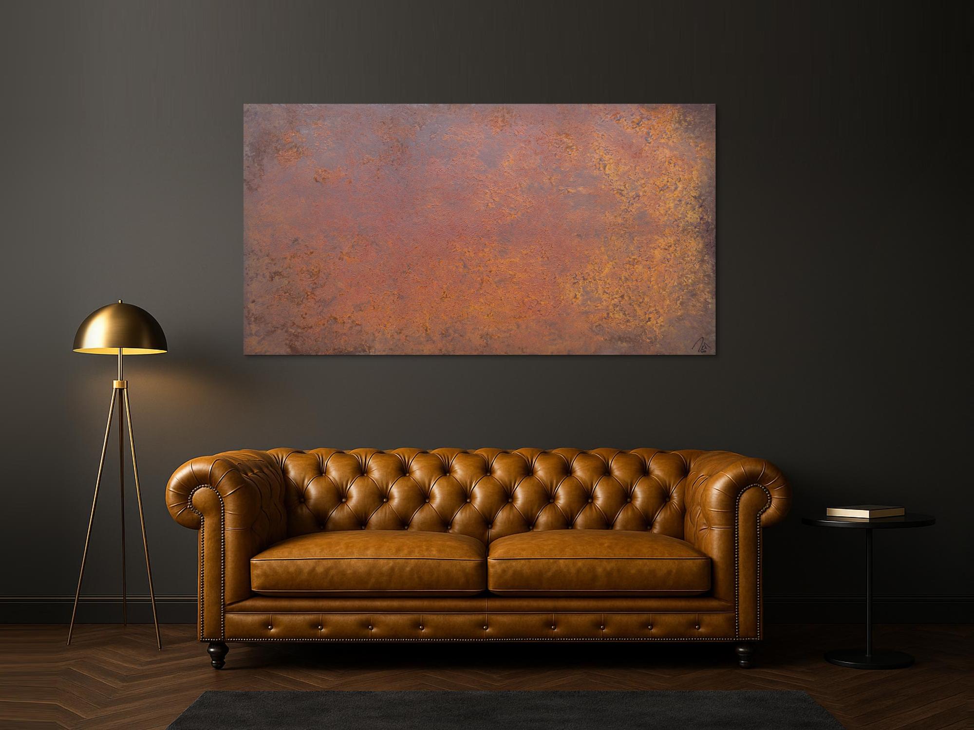 Abstraktes Bild aus echtem Rost moderne Malerei aus Rost auf Leinwand sehr modern zeitgenössisch