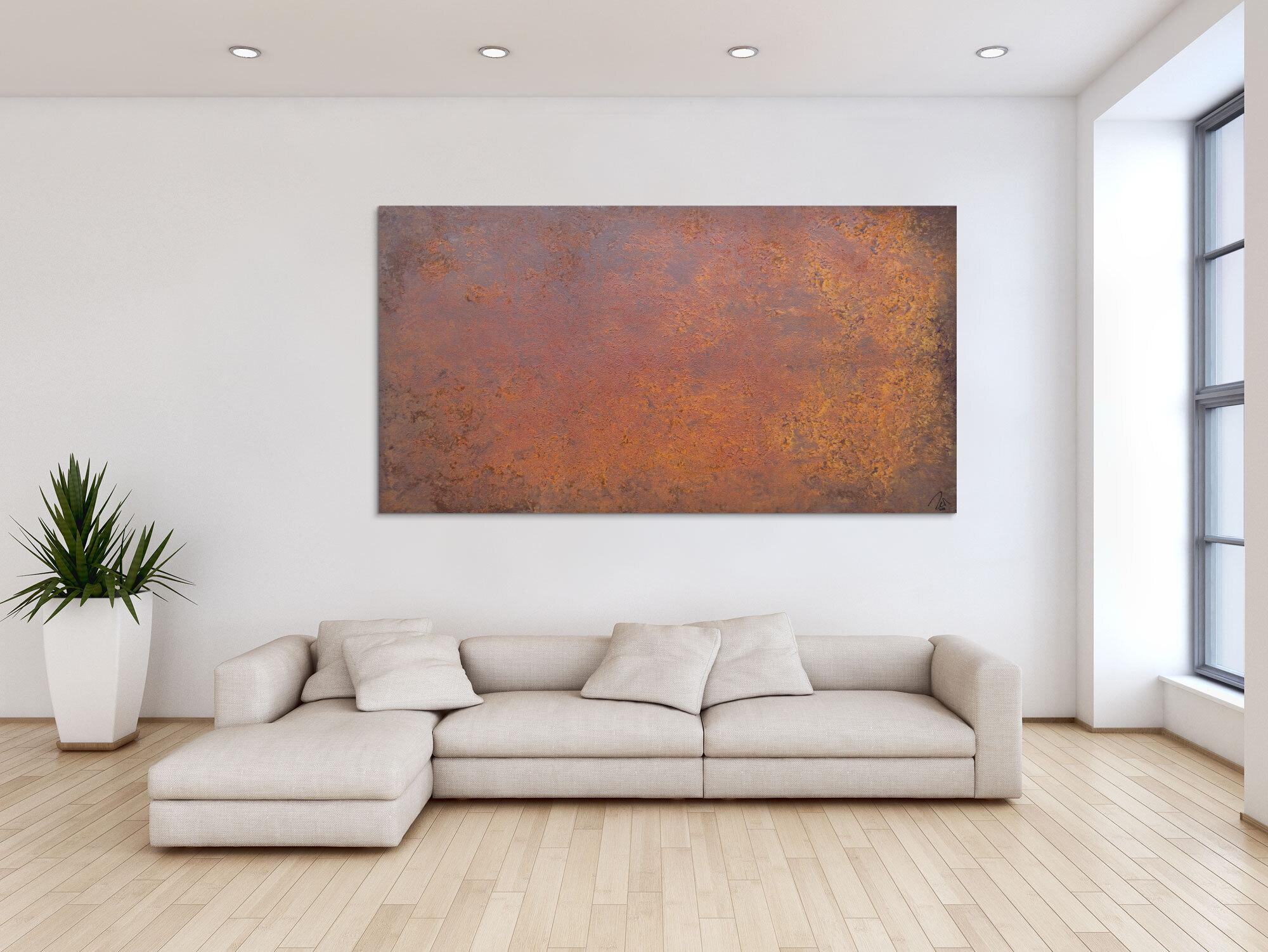 Abstraktes Bild aus echtem Rost moderne Malerei aus Rost auf Leinwand sehr modern zeitgenössisch