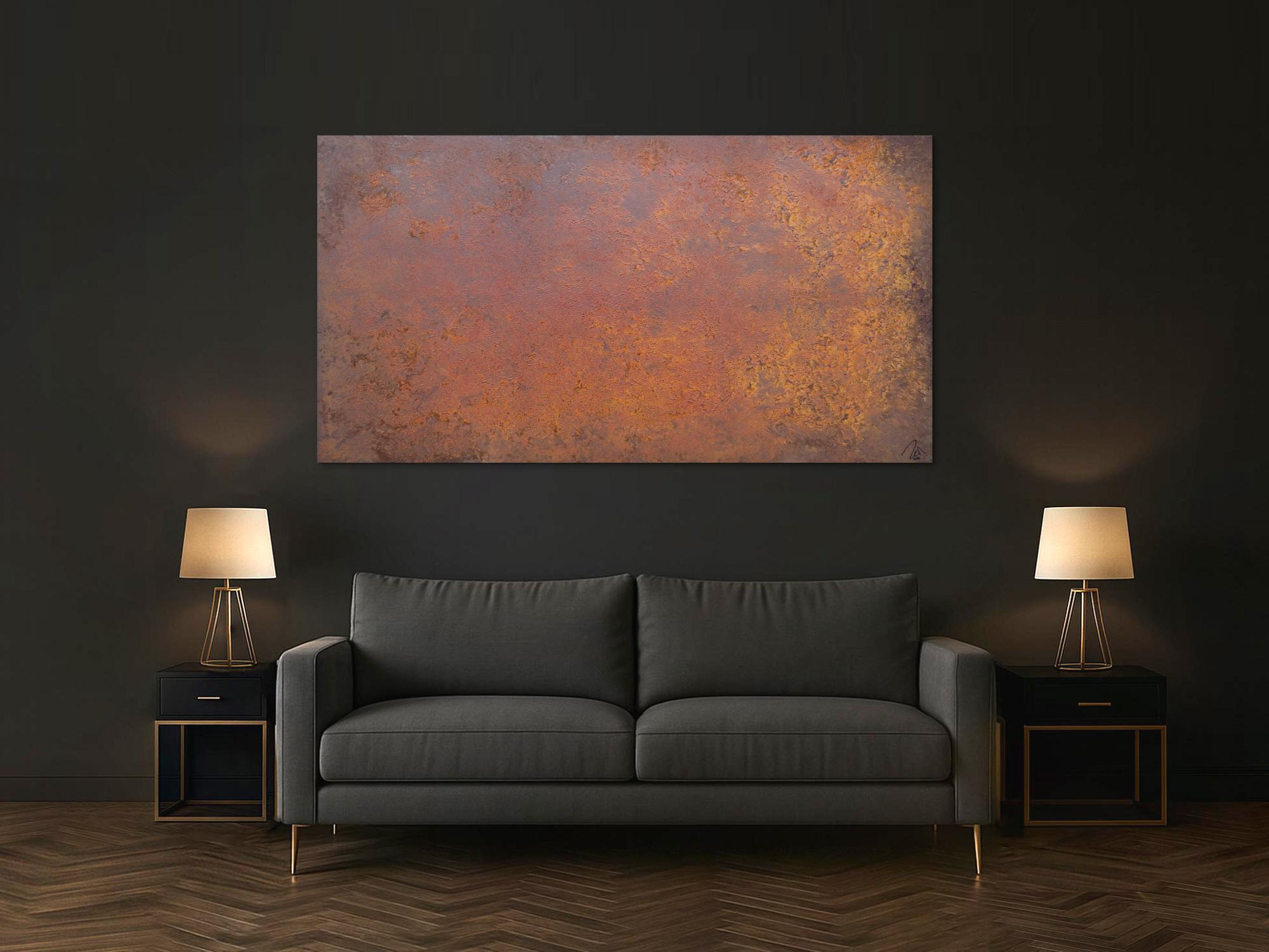 Abstraktes Bild aus echtem Rost moderne Malerei aus Rost auf Leinwand sehr modern zeitgenössisch