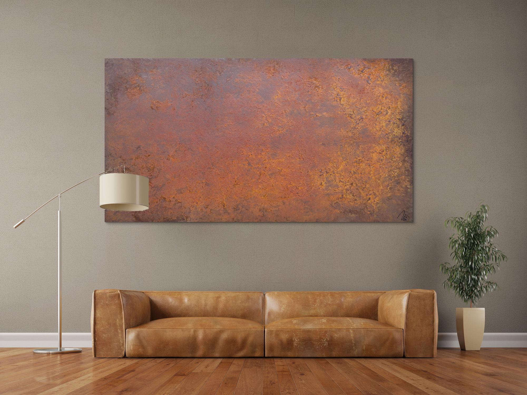 Abstraktes Bild aus echtem Rost moderne Malerei aus Rost auf Leinwand sehr modern zeitgenössisch