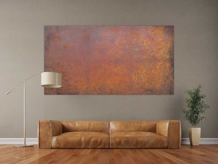 Kunst aus Rost. Abstrakte Bilder aus echtem Rost auf Leinwand.