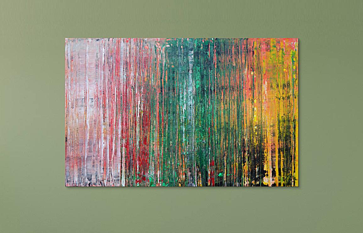 Abstraktes Kunstwerk in Rot und Orange