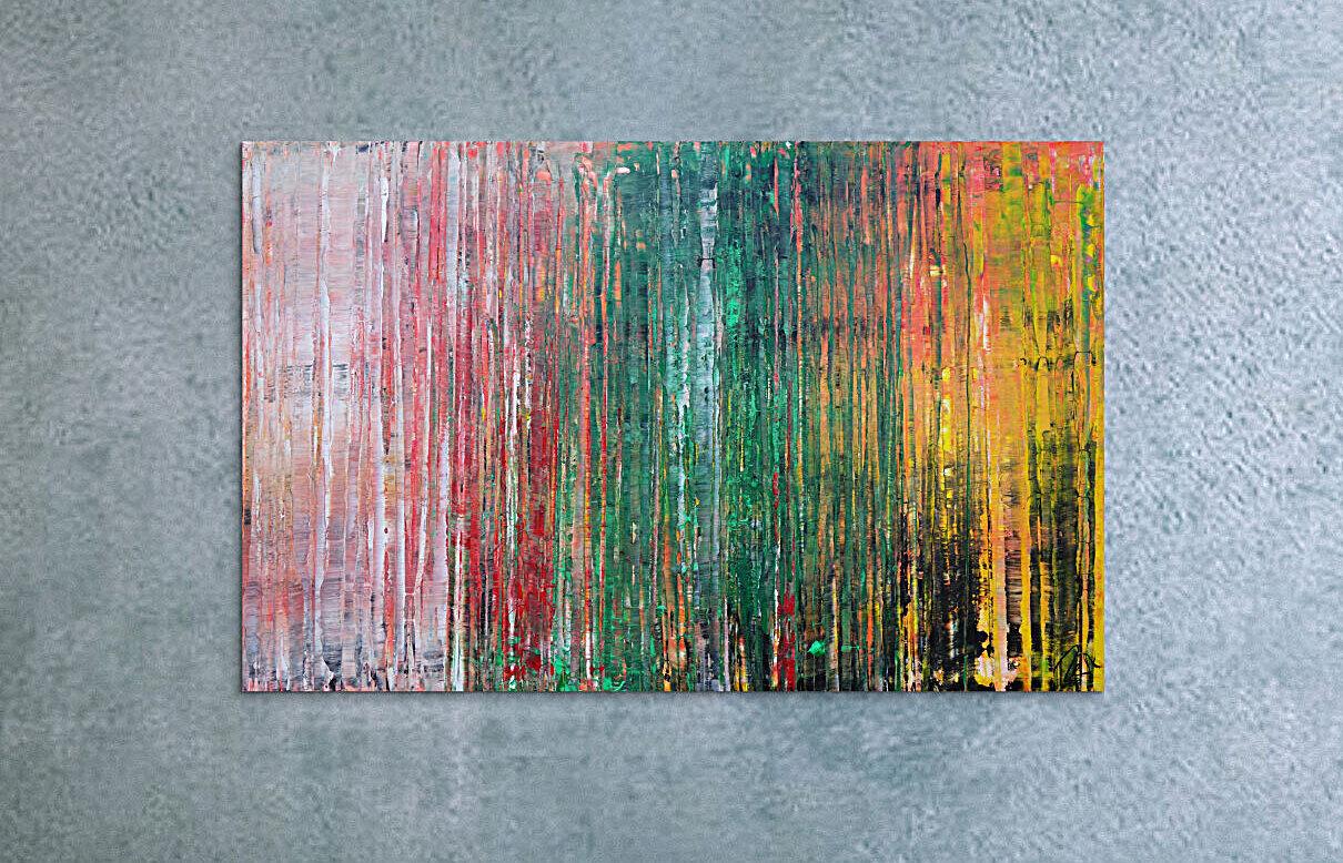 Abstraktes Kunstwerk in Rot und Orange