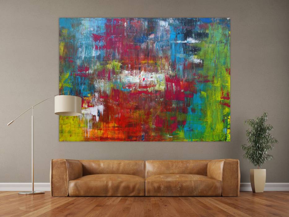 Hochwertige Kunst auf Leinwand Abstraktes Acrylbild sehr modern in