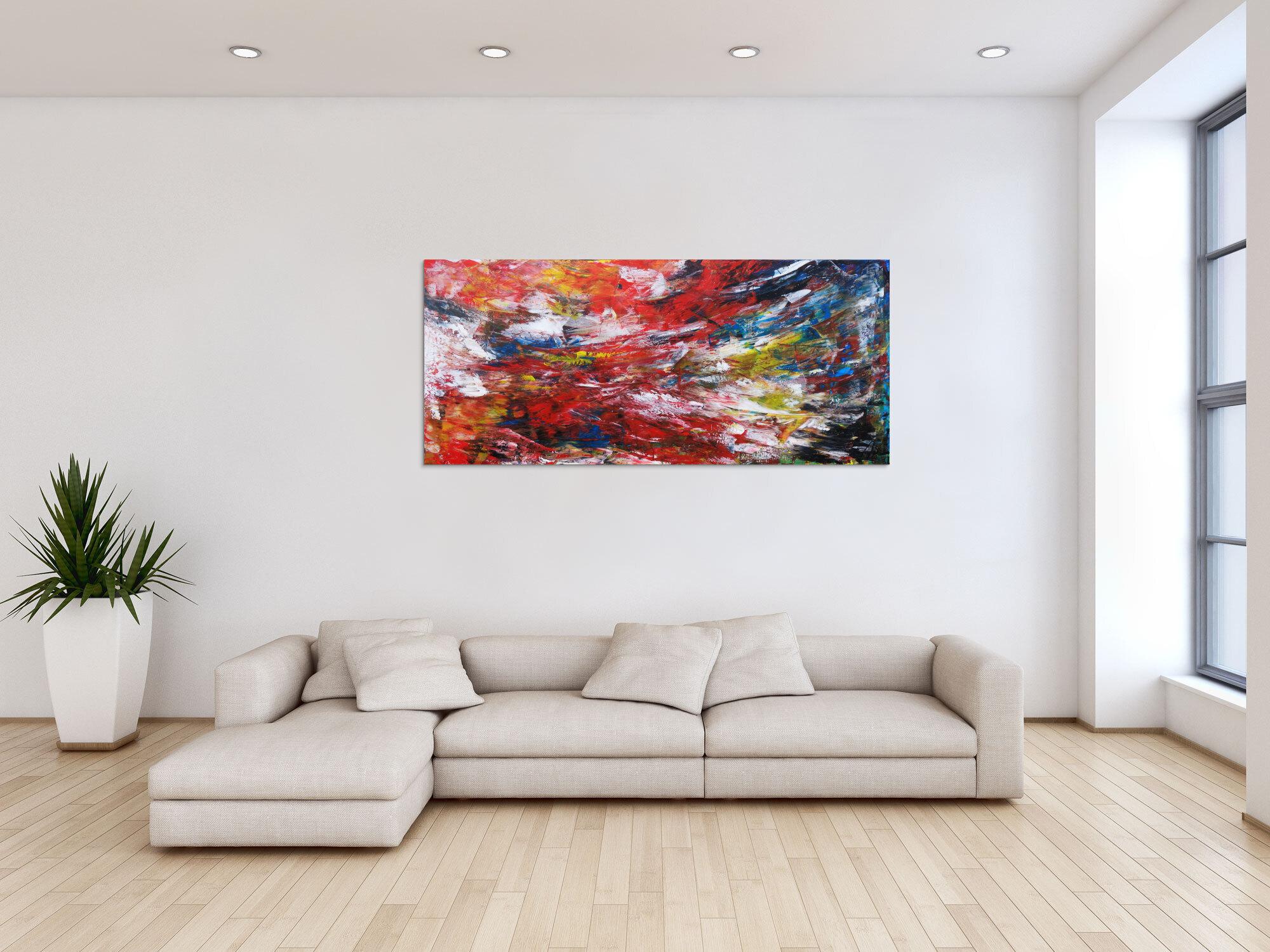 Abstraktes Acrylbild sehr bunt modern Spachteltechnik zeitgenössisch Modern Art viele Farben