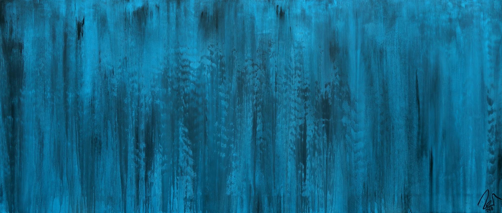 Abstraktes Acrylbild türkis schwarz modern zeitgenössisch handgemaltes Bild