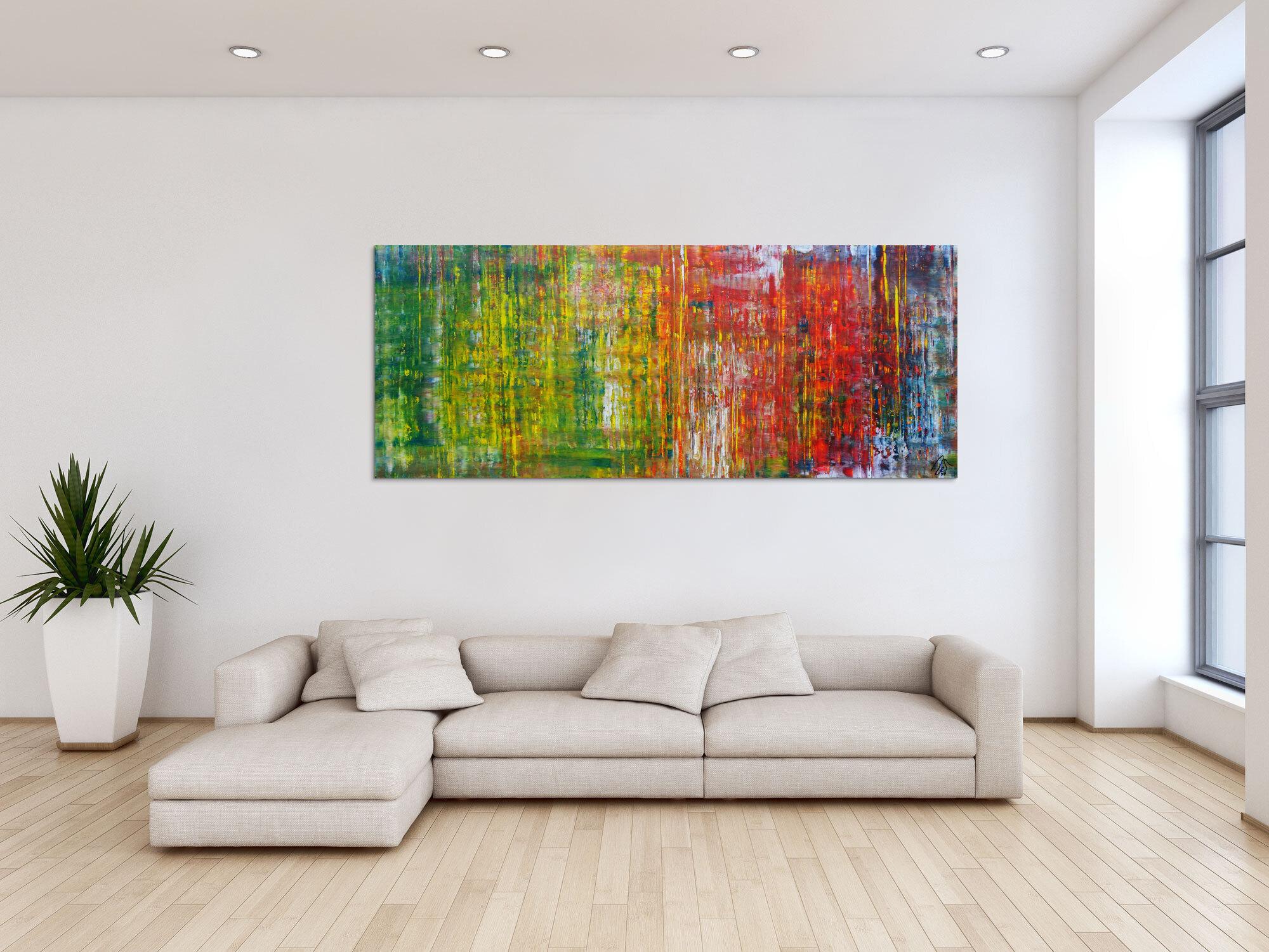 Abstraktes Acrylbild sehr modern in Spachteltechnik viele Farben sehr bunt zeitgenössisch handgemalt