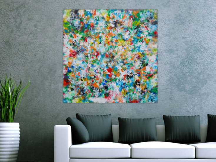 Abstraktes Acrylbild sehr bunt viele Farben zeitgenössisch modern ...