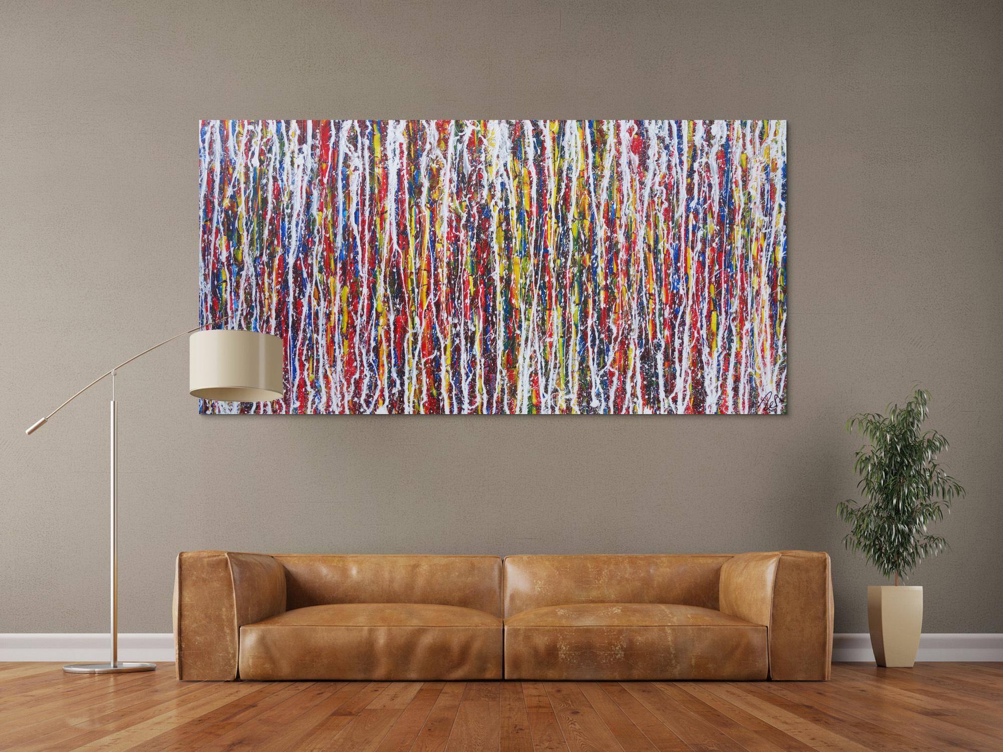 Abstraktes Acrylbild sehr bunt Action Painting sehr modern viele Farben zeitgenössisch modern