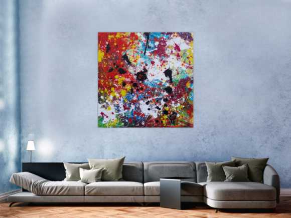 Abstraktes Acrylbild sehr bunt Action Painting Splash Art zeitgenössisch expressionistisch modern