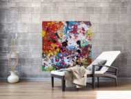Abstraktes Acrylbild sehr bunt Action Painting Splash Art zeitgenössisch expressionistisch modern