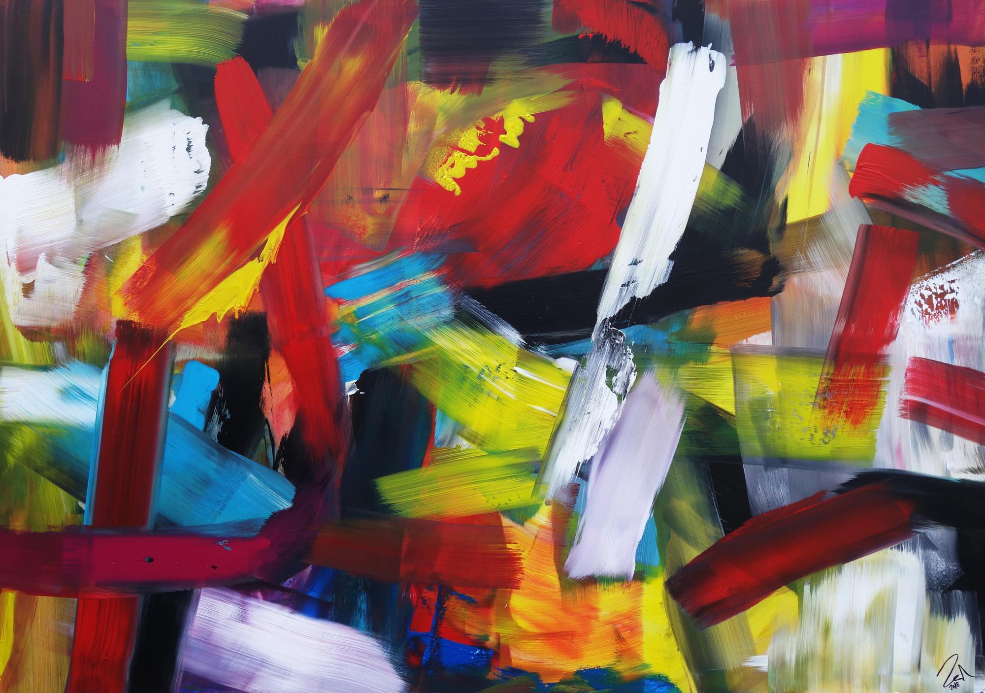 Abstraktes Acrylbild sehr bunt modern Mischtechnik Modern Art sehr bunt viele Farben zeitgenössisch