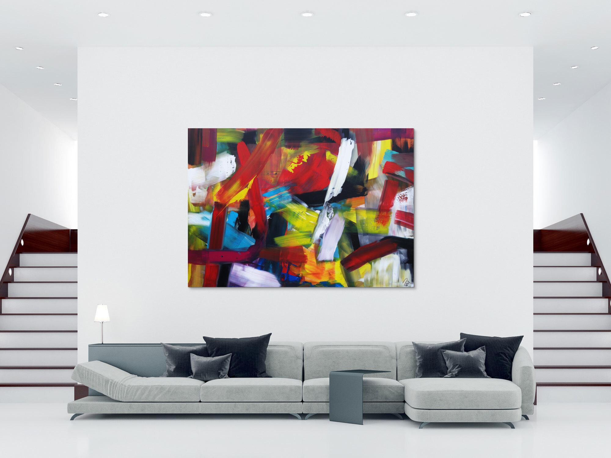 Abstraktes Kunstwerk in Rot und Orange