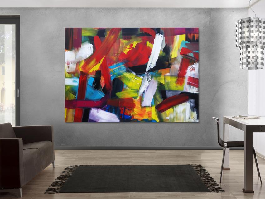 Abstraktes Acrylbild sehr bunt modern Mischtechnik Modern Art sehr bunt viele Farben zeitgenössisch