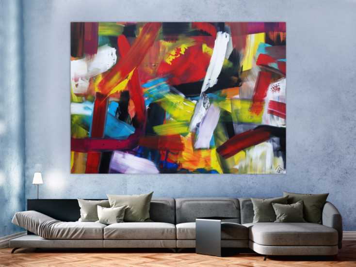 Abstraktes Acrylbild sehr bunt modern Mischtechnik Modern Art sehr ...
