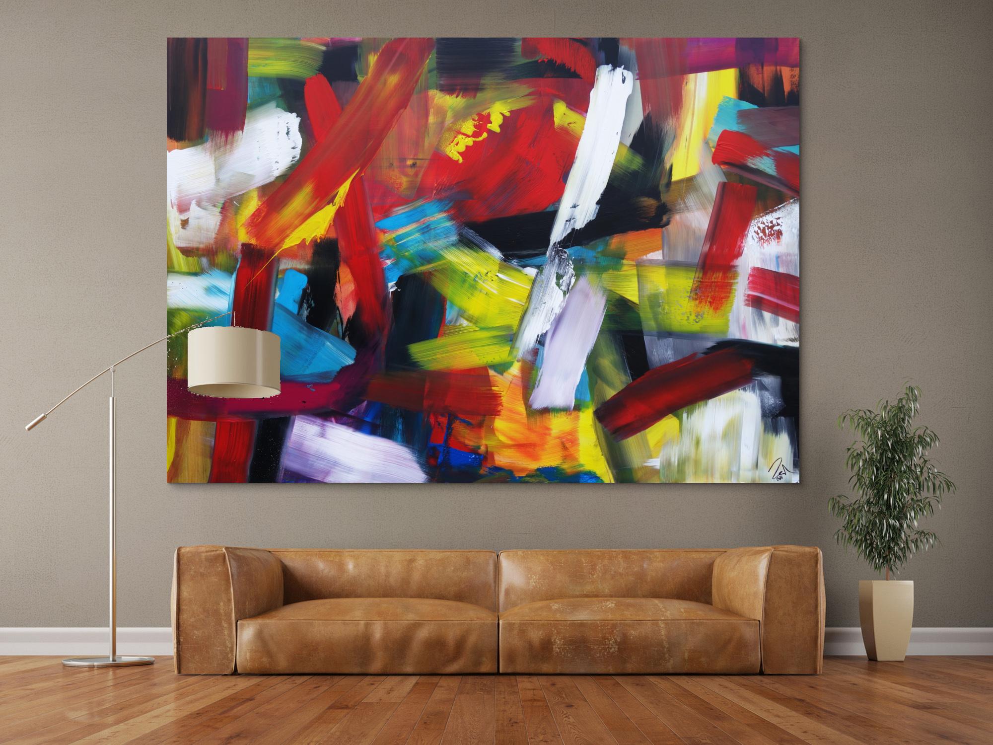 Abstraktes Acrylbild sehr bunt modern Mischtechnik Modern Art sehr bunt viele Farben zeitgenössisch