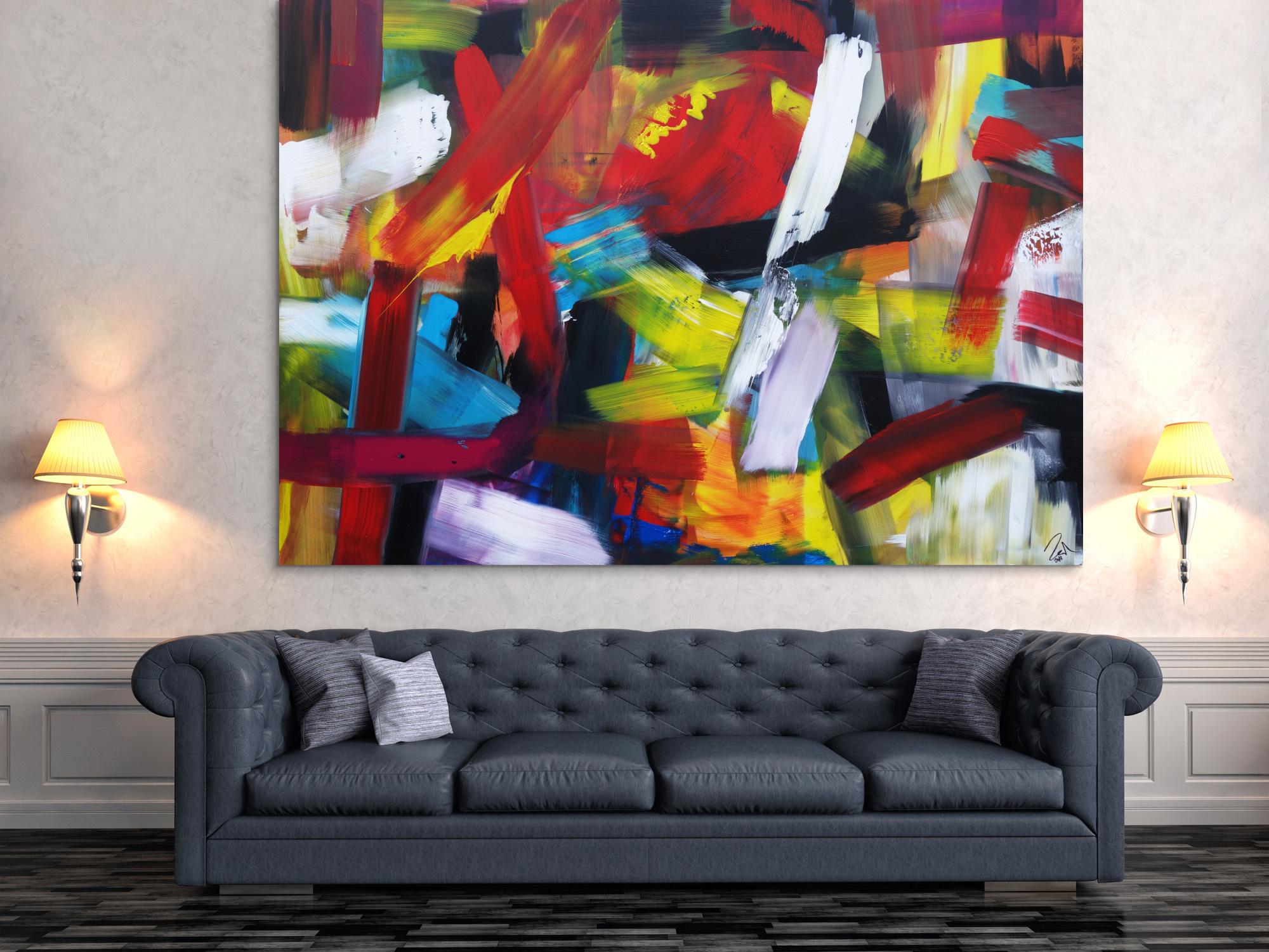 Abstraktes Acrylbild sehr bunt modern Mischtechnik Modern Art sehr bunt viele Farben zeitgenössisch