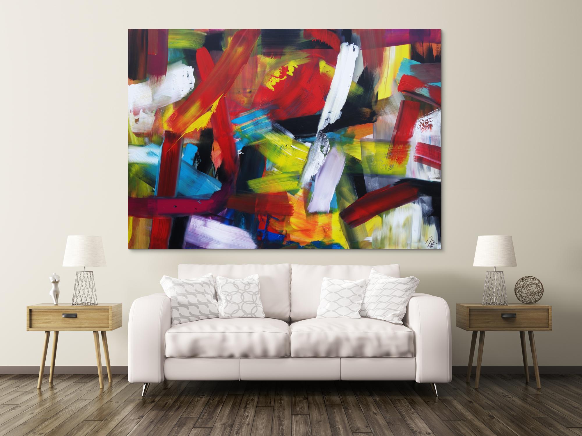 Abstraktes Acrylbild sehr bunt modern Mischtechnik Modern Art sehr bunt viele Farben zeitgenössisch