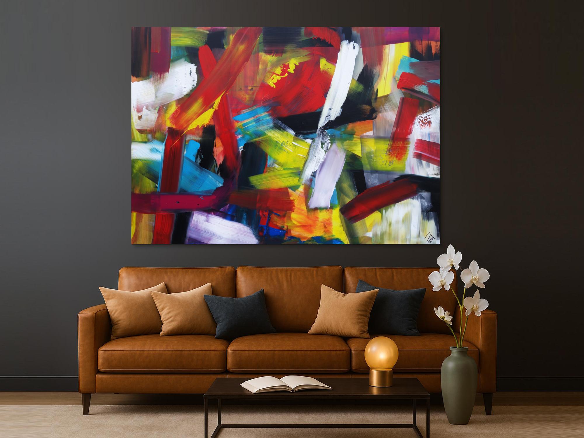 Abstraktes Acrylbild sehr bunt modern Mischtechnik Modern Art sehr bunt viele Farben zeitgenössisch