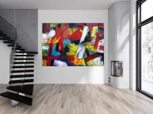 Abstraktes Acrylbild sehr bunt modern Mischtechnik Modern Art sehr bunt viele Farben zeitgenössisch