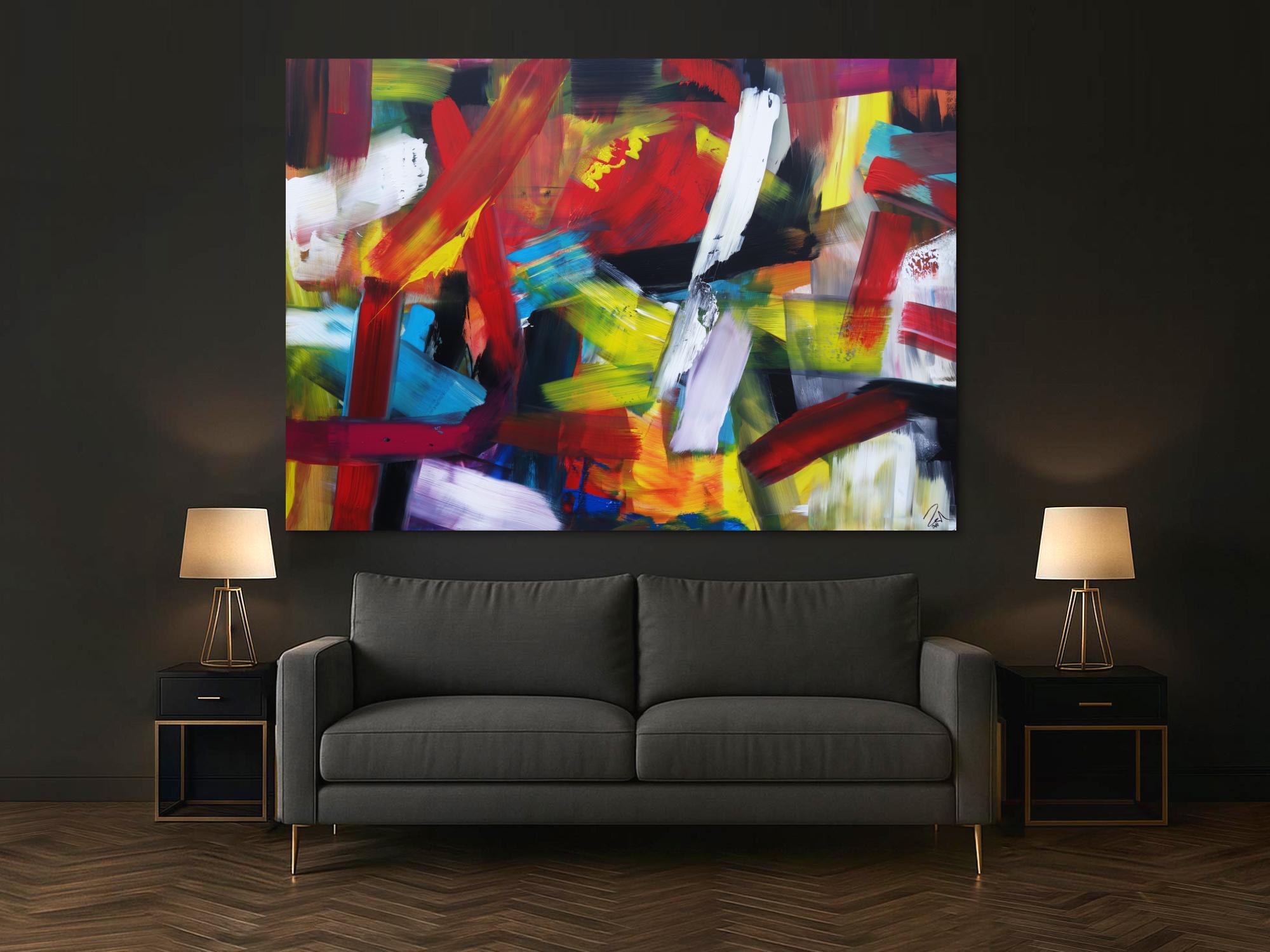 Abstraktes Acrylbild sehr bunt modern Mischtechnik Modern Art sehr bunt viele Farben zeitgenössisch