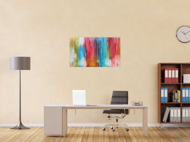 Abstraktes Acrylbild sehr bunt moderne Farben Fließende Farben ...